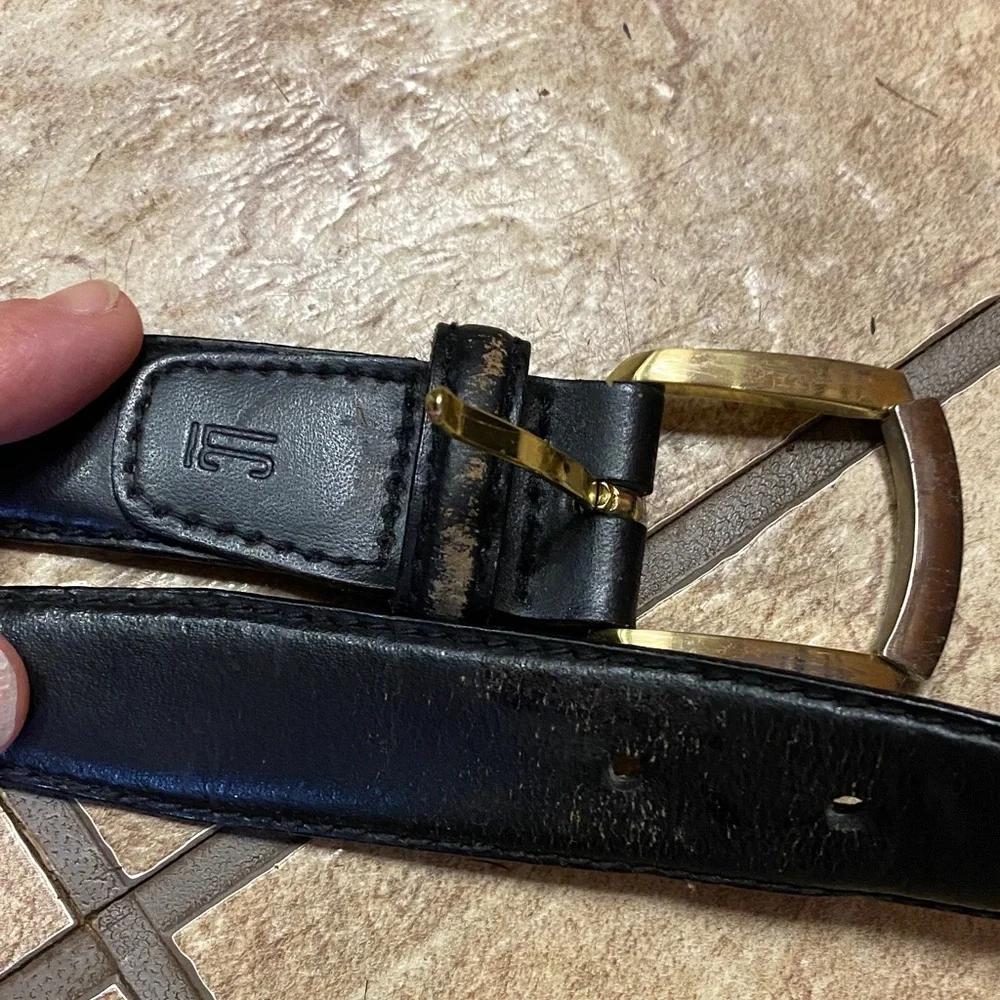 Classic Black Leather Women’s Large Belt with Brass Buckle Timeless Classic